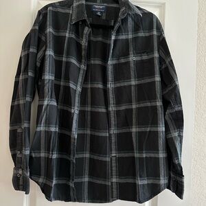American Eagle Outfitters Gray and Teal Plaid flannel Shirt
